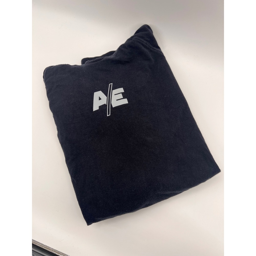 American Eagle AE Black Hoodie Pullover Graphic Print Long Sleeve Size‎ L